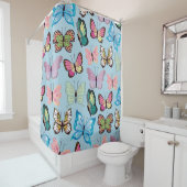 Kleurrijk patroonpatroonpasta lichtblauw douchegordijn (In situ)
