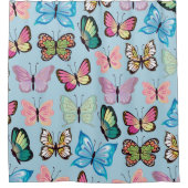 Kleurrijk patroonpatroonpasta lichtblauw douchegordijn (Voorkant)