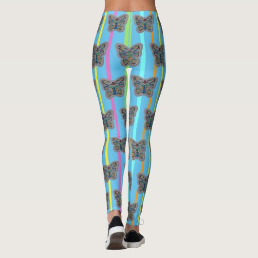 Kleurrijk patroonpatroonpatroonlegger leggings (Achterkant)