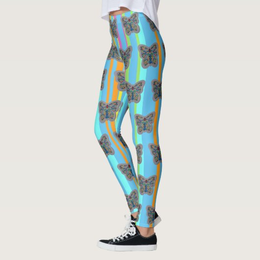 Kleurrijk patroonpatroonpatroonlegger leggings (Links)