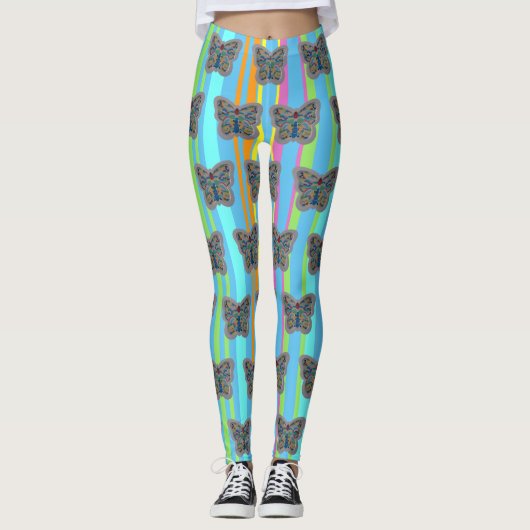 Kleurrijk patroonpatroonpatroonlegger leggings (Voorkant)