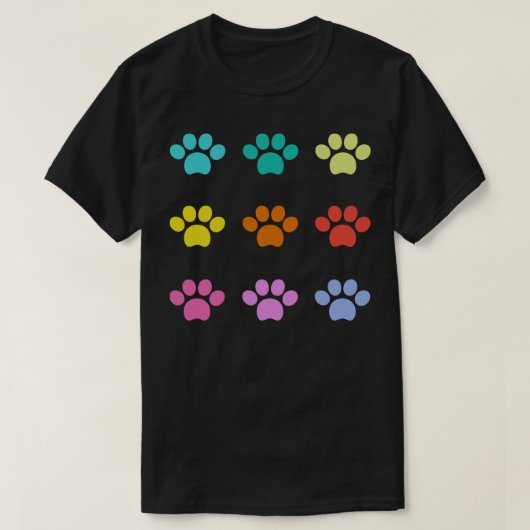 Kleurrijk Paw Pattern T-shirt (Design voorkant)