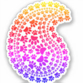 Kleurrijk paw Print Paisley Patroon Sticker (Voorkant)