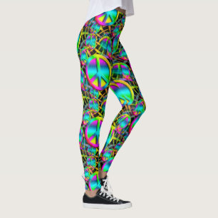 Kleurrijk PEACE naadloos patroon + jouw ideeën Leggings