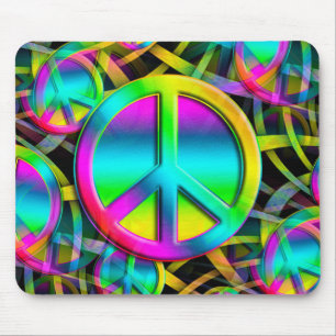 Kleurrijk PEACE naadloos patroon + jouw ideeën Muismat