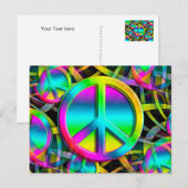 Kleurrijk PEACE naadloos patroon + uw ideeën Briefkaart (Voorkant / Achterkant)