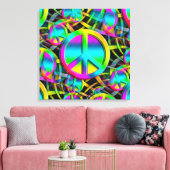 Kleurrijk PEACE naadloos patroon + uw ideeën Canvas Afdruk (Insitu (Woonkamer))