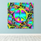 Kleurrijk PEACE naadloos patroon + uw ideeën Canvas Afdruk (Insitu (Houten vloer))