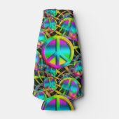 Kleurrijk PEACE naadloos patroon + uw ideeën Flesjeskoeler (Voorkant)