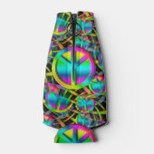 Kleurrijk PEACE naadloos patroon + uw ideeën Flesjeskoeler (Achterkant)