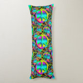 Kleurrijk PEACE naadloos patroon + uw ideeën Lichaamskussen (Achterkant (Verticaal))