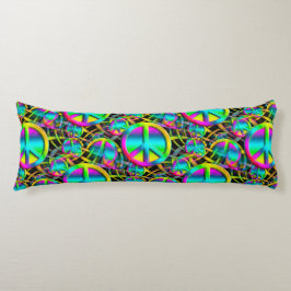 Kleurrijk PEACE naadloos patroon + uw ideeën Lichaamskussen