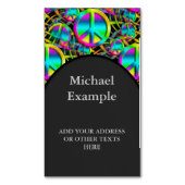 Kleurrijk PEACE naadloos patroon + uw ideeën Magnetisch Visitekaartje (Voorkant Verticaal)