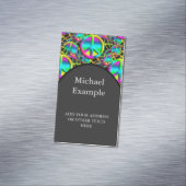 Kleurrijk PEACE naadloos patroon + uw ideeën Magnetisch Visitekaartje (Voorbeeld)