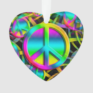 Kleurrijk PEACE naadloos patroon + uw ideeën Ornament