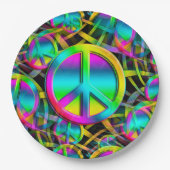 Kleurrijk PEACE naadloos patroon + uw ideeën Papieren Bordje (Voorkant)