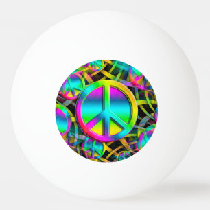 Kleurrijk PEACE naadloos patroon + uw ideeën Pingpongbal