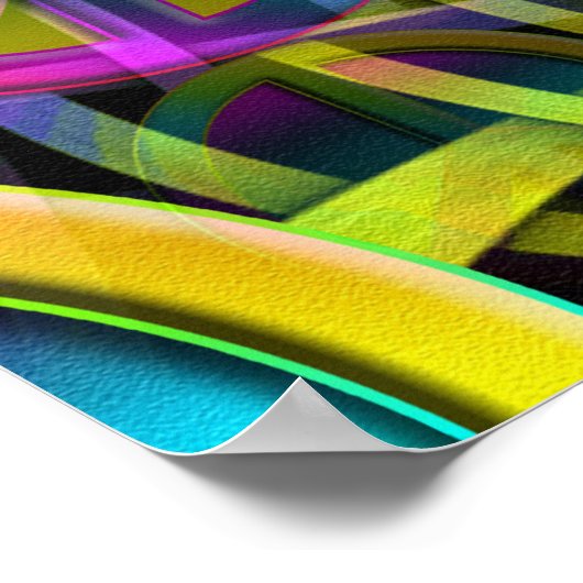 Kleurrijk PEACE naadloos patroon + uw ideeën Poster (Hoek)