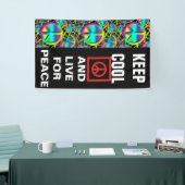 Kleurrijk PEACE naadloos patroon + uw ideeën Spandoek (Beurs)