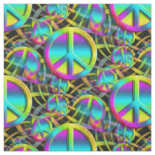 Kleurrijk PEACE naadloos patroon + uw ideeën Stof