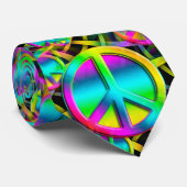 Kleurrijk PEACE naadloos patroon + uw ideeën Stropdas (Opgerold)