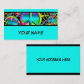 Kleurrijk PEACE naadloos patroon + uw ideeën Visitekaartje (Voorkant / Achterkant)