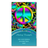 Kleurrijk PEACE naadloos patroon + uw ideeën Visitekaartje Magneet (Voorkant Verticaal)