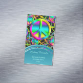 Kleurrijk PEACE naadloos patroon + uw ideeën Visitekaartje Magneet (Voorbeeld)