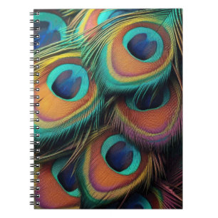 Kleurrijk Peacock Feathers Patroon Notitieboek