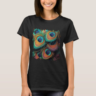 Kleurrijk Peacock Feathers Patroon T-shirt