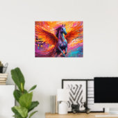 Kleurrijk Pegasus Paard Abstract schilderij Poster (Thuiskantoor)