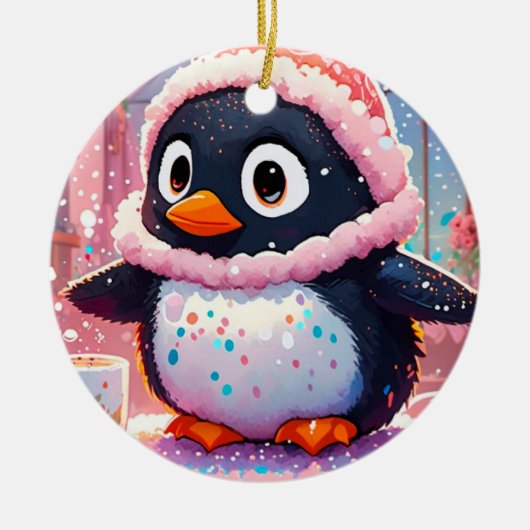 Kleurrijk Penguin Ornament (Voorkant)