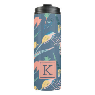 Kleurrijk penseelpatroon voor bloemen thermosbeker