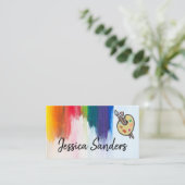 Kleurrijk | Penseelstreken | Artiest | Penselen Visitekaartje (Staand voorkant)