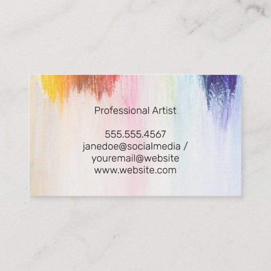 Kleurrijk | Penseelstreken | Artiest | Penselen Visitekaartje (Achterkant)