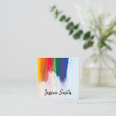 Kleurrijk | Penseelstreken | artiest Vierkante Visitekaartje (Staand voorkant)