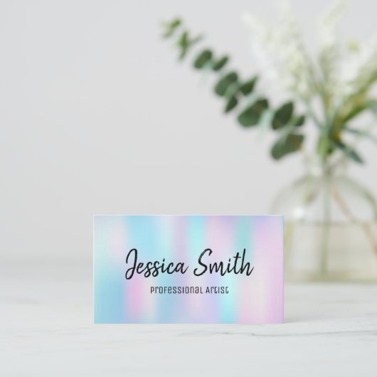 Kleurrijk | Penseelstreken | Holografisch verloop Visitekaartje (Staand voorkant)