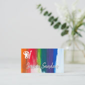 Kleurrijk | Penseelstreken | Palet en penseel Visitekaartje (Staand voorkant)