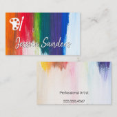 Kleurrijk | Penseelstreken | Palet en penseel Visitekaartje (Voorkant / Achterkant)