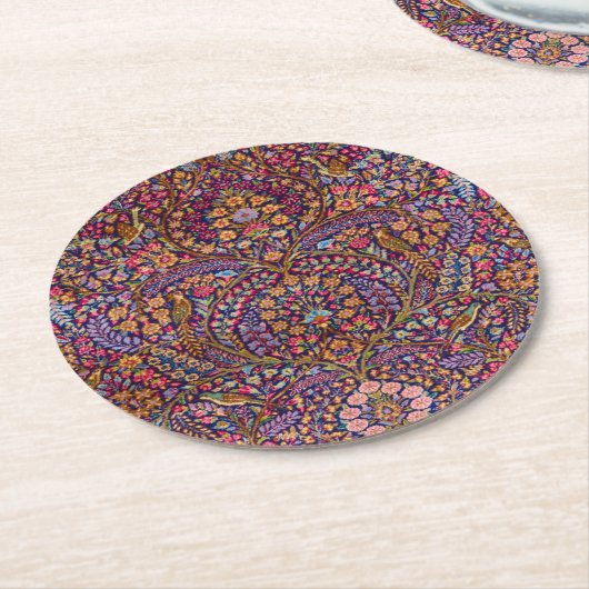 Kleurrijk Perzisch Rug Patroon Ronde Kartonnen Onderzetter (Gebogen)