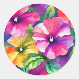 Kleurrijk Petunia bloemenpatroon Ronde Sticker