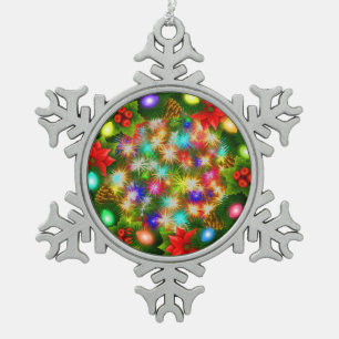 Kleurrijk Pewter Sneeuwvlok Ornament