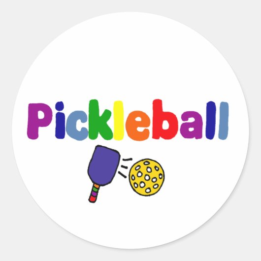Kleurrijk Pickleball Art Design Ronde Sticker (Voorkant)