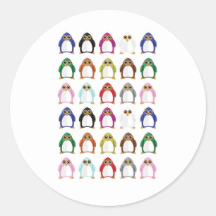 Kleurrijk Pinguïn Patroon Cute Kawaii Leuk Ronde Sticker