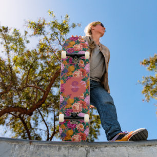  kleurrijk pioenenpatroon persoonlijk skateboard