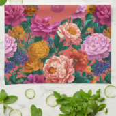  kleurrijk pioenenpatroon theedoek (Gevouwen)