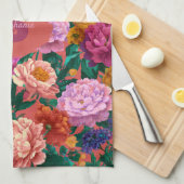  kleurrijk pioenenpatroon theedoek (Quarter Fold)