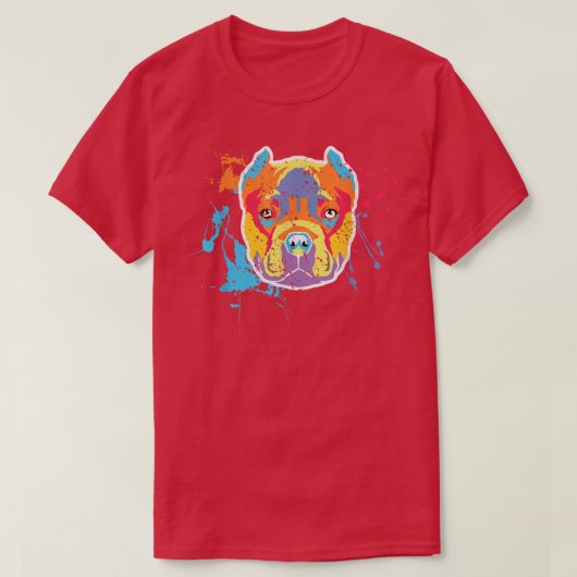 Kleurrijk Pitbull-Hondenliefhebber, dames Man Dog, T-shirt (Design voorkant)