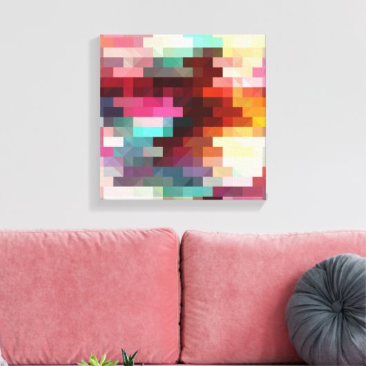 Kleurrijk Pixelpatroon Canvas Afdruk (Insitu (Woonkamer))