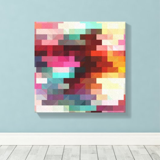 Kleurrijk Pixelpatroon Canvas Afdruk (Insitu (Houten vloer))